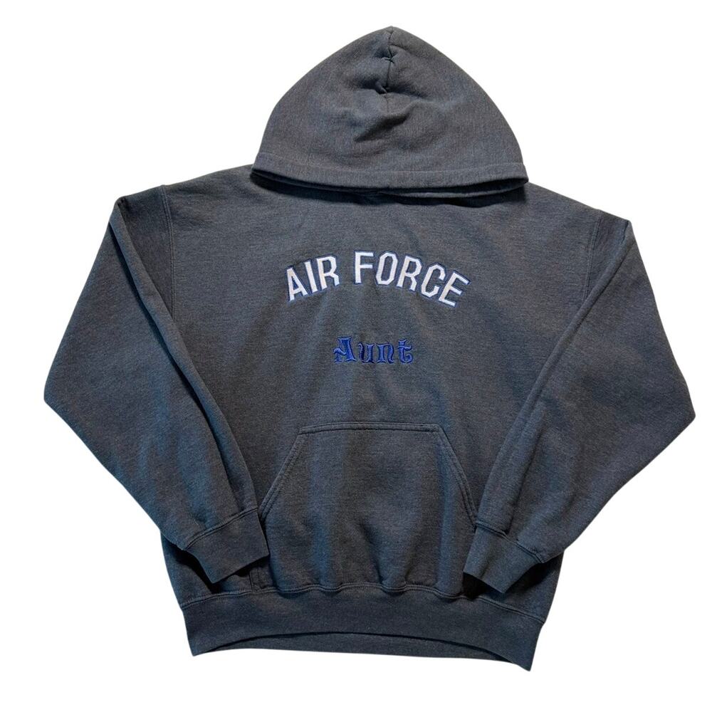 Air Force Aunt Hoodie Medium Gray Sweatshirt Fleece Military Outdoor Pullover